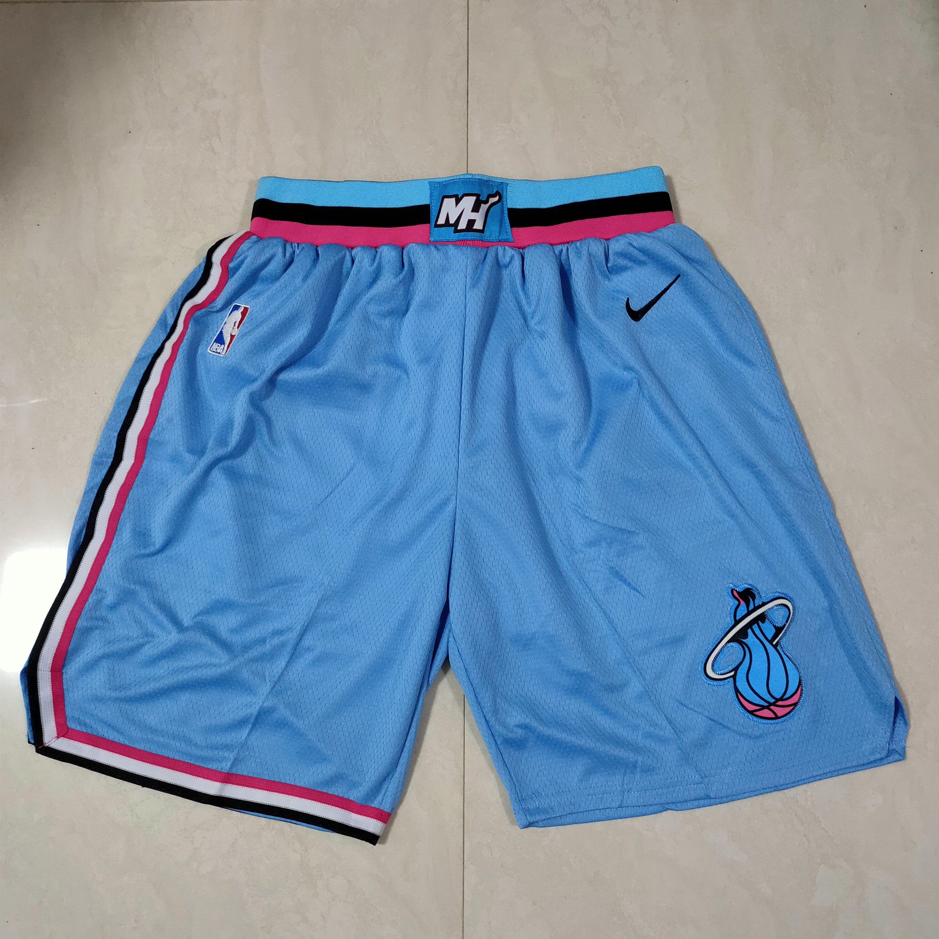 Cheap Men NBA Miami Heat Light Blue Shorts 0416
